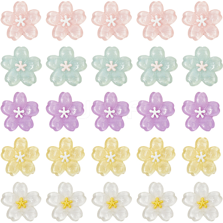 40pcs Sakura Series Opaque Resin Cabochons CRES-SP0001-17-1