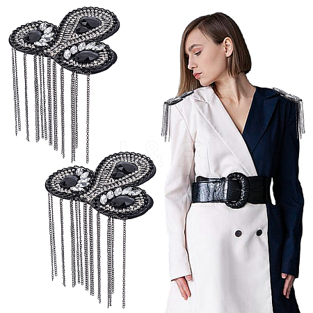 2Pcs Iron Tassel Chain Shoulder Epaulettes DIY-HY0003-61-1