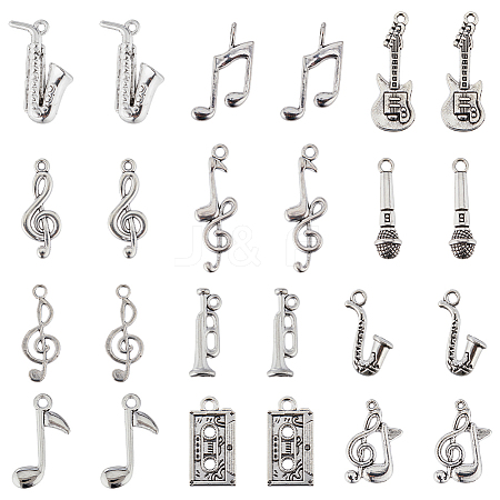 SUNNYCLUE 72pcs 12 styles Musical Theme Tibetan Style Alloy Pendants FIND-SC0007-38-1