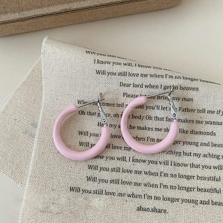 Alloy Epoxy Hoop Earrings FS-WG979F0-01-1