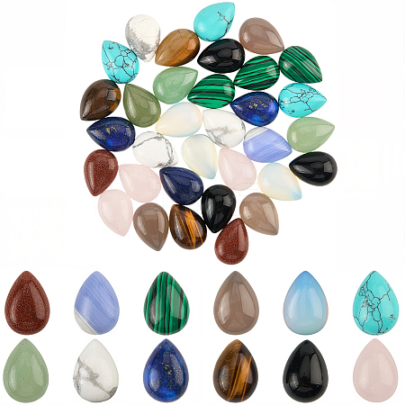 36Pcs 12 Styles Natural & Synthetic Mixed Gemstone Cabochons G-SP0001-41-1