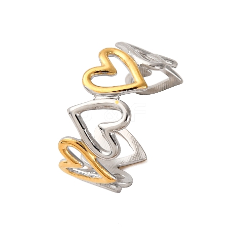 304 Stainless Steel Double Color Cuff Rings RJEW-S635-01GP-Q-1