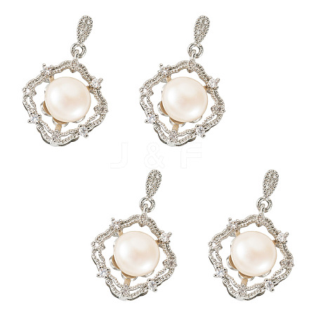 4Pcs Natural Pearl Pendants PALLOY-TAC0181-1