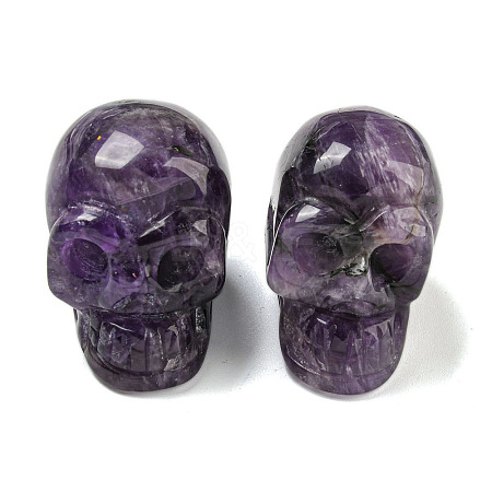 Halloween Natural Amethyst Skull Figurines DJEW-L021-01B-1