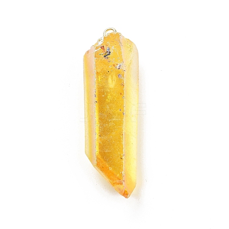 Electroplated Natural Quartz Pendants G-P315-B01-09G-1