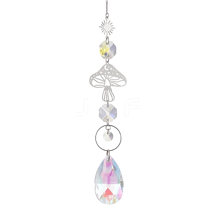 Glass & 201 Stainless Steel Pendant Decorations HJEW-JM01897-1