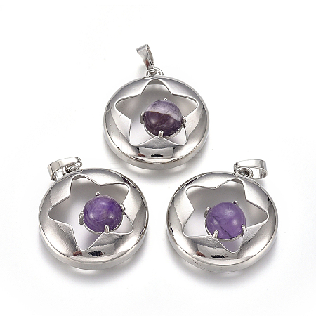 Natural Amethyst Pendants G-L512-S10-1