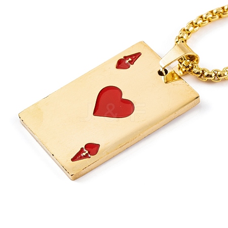 Poker 201 Stainless Steel Pendant Necklaces NJEW-F320-03G-01-1