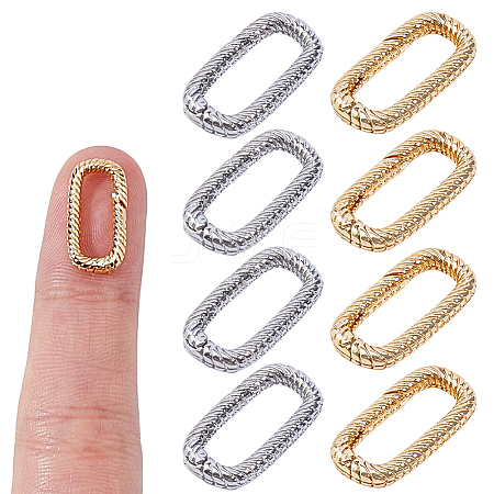 8Pcs 2 Colors Brass Spring Gate Rings KK-HS0015-10-1