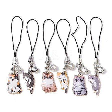 Cat Alloy Enamel Mobile Straps HJEW-JM01441-1