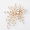 Flower Natural Pearl Brass Safety Brooches JEWB-I009-14-1