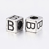 304 Stainless Steel Large Hole Letter European Beads LS-STAS-H428-01AS-B-2