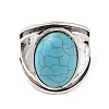 Oval Synthetic Turquoise Cuff Rings RJEW-B107-16AS-01-3