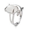 Natural Quartz Crystale Oval with Dolphin Adjustable Ring G-Z031-01P-21-2