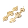 Brass Pave Clear Cubic Zirconia Connector Charms KK-F867-42G-2