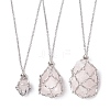 3Pcs 3 Style 304 Stainless Steel & Brass Macrame Pouch Empty Stone Holder for Pendant Necklaces Making NJEW-JN04442-5