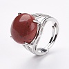 Adjustable Natural Red Jasper Finger Rings RJEW-F075-01N-4