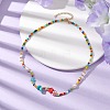 Flower Glass Seed & Pearl Beaded Necklaces NJEW-JN04677-02-2