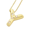 Brass & Plastic Pearl Letter Pendant Box Chain Necklaces for Women NJEW-U017-01G-25-2