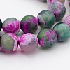 Natural Weathered Agate Faceted Round Beads Strands G-A134-02F-8mm-1