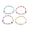 Love Word Acrylic & Heishi Polymer Clay Beaded Stretch Bracelet Sets BJEW-TA00069-2