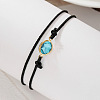 Bohemian Alloy Rhinestone Oval Link Black Waxed Cord 2-Strand Anklets FS-WGE4A67-01-4