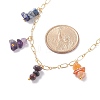 Natural & Synthetic Mixed Gemstone Chips Charm Bracelet and Necklace SJEW-JS01234-11