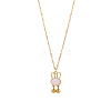 Cartoon Rabbit with Pink Shell & Dangle Balls Pendant Necklaces STAS-OY009-42G-1