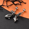 Fish 316 Surgical Stainless Steel Dangle Belly Button Rings EJEW-G416-15AS-1