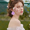 4 Pairs 4 Colors Bohemian Style Raffia Flower Dangle Stud Earrings with Iron Pins EJEW-FI0002-26-6