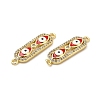 Brass Micro Pave Clear Cubic Zirconia Connector Charms with Enamel KK-E068-VB398-2-3