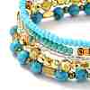 5Pcs 5 Style Synthetic Turquoise(Dyed) & Hematite & Glass Sead Beads Stretch Bracelets Set BJEW-JB07670-03-5