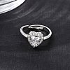 Brass Micro Pave Clear Cubic Zirconia Cuff Open Rings CU-CBA5C10-01P-2