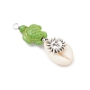 15Pcs 15 Styles Natural Cowrie Shell & Dyed Synthetic Turquoise Turtle Copper Wire Wrapped Pendants PALLOY-JF04034-5