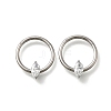 304 Stainless Steel Clear Cubic Zirconia Horse Eye Hoop Nose Rings AJEW-D306-13P-1