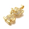 Rack Plating Brass Micro Pave Clear Cubic Zirconia Pendants KK-M309-39H-G-2