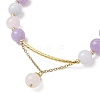 Natural Aquamarine & Rose Quartz & Amethyst Round Beaded Bracelets BJEW-JB11925-03-3