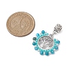 Faceted Round Natural Apatite & Glass Seed Beads European Dangle Charms PALLOY-MZ00275-02-2