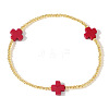 Cross Brass Beaded Stretch Bracelets for Women Gold Thin Chain Fashion Jewelry Accessories US0494-2-1