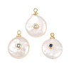 Brass Micro Pave Cubic Zirconia with Natural Pearl Pendants KK-Z146-07C-1
