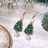 Glass Seed & Glass Pearl Beads Tree Dangle Earrings EJEW-MZ00276-02-2