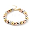 202 Stainless Steel Round Beaded Bracelets for Men Women BJEW-D034-01MC-1