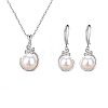 Plastic Imitation Pearl Pendant Necklace & Dangle Earring Sets WG4C35F-01-2