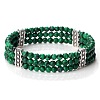 Round Synthetic Malachite & Alloy Multi-Strand Beaded Stretch Bracelets for Women Men GQ0306-8-1