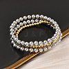 Brass Micro Pave Cubic Zirconia Round Beaded Multi-Strand Bracelets for Women BJEW-B148-02B-PG-3