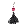 Dyed Synthetic Turquoise Halloween Skull & Polycotton Tassel Pendant Decorations HJEW-JM03899-4