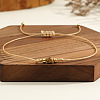 Casual Brass Bead Khaki Wax Thread Semi-Precious Natural Gemstone Bracelets Sets JA4012-3