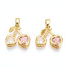 Brass Micro Pave Cubic Zirconia Charms X-KK-N254-227G-1