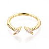 Brass Micro Pave Cubic Zirconia Cuff Rings for Women KK-T071-74G-2