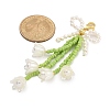 Bowknot & Flower Glass Seed Pendant Decoration HJEW-TA00311-01-3